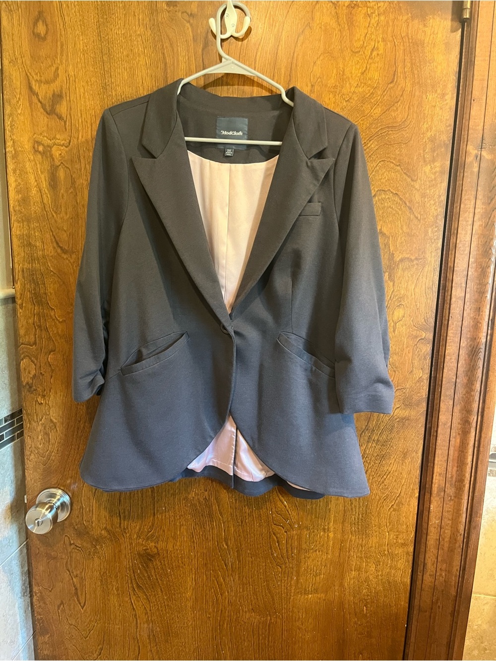 Modcloth Gray Blazer with Pink Lining